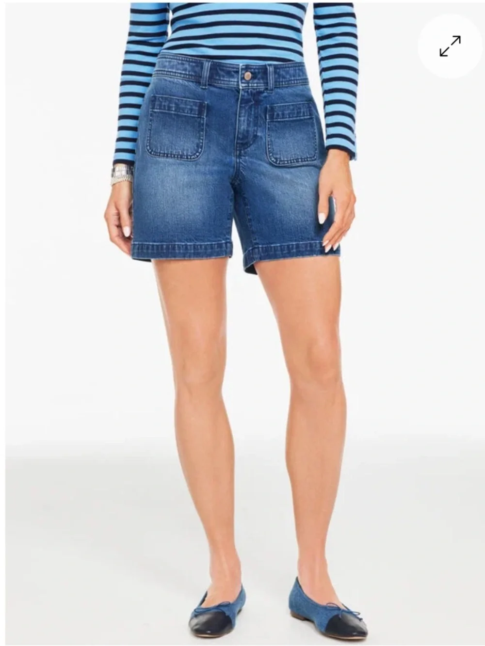 Talbots PATCH POCKET DENIM SHORTS - WILEY WASH Women’s Mid-Length. Size 6 - Picture 3 of 14